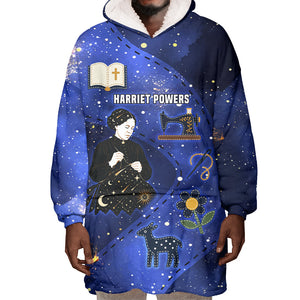 Harriet Powers Wearable Blanket Hoodie African American History - Galaxy Celestial Starry Night - Folk Art Quilter
