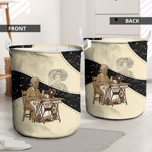 Harriet Powers Celestial Mystery Laundry Basket Vintage Line Art - African American Folk Quilt Pattern