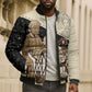 Harriet Powers Celestial Mystery Bomber Puffer Jacket Vintage Line Art - African American Folk Quilt Pattern