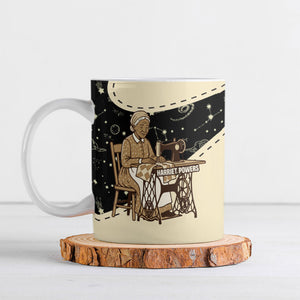 Harriet Powers Celestial Mystery Ceramic Mug Vintage Line Art - African American Folk Quilt Pattern