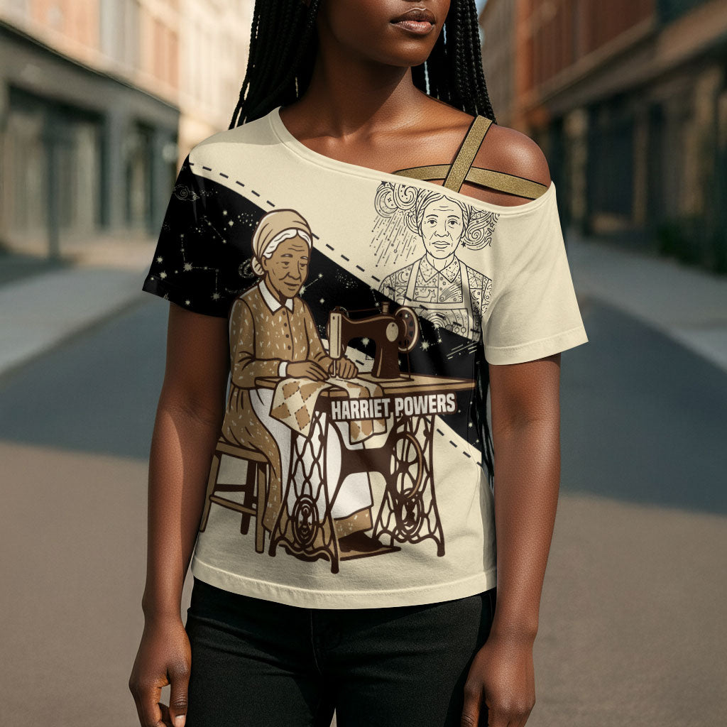 Harriet Powers Celestial Mystery Cross Shoulder Shirt Vintage Line Art - African American Folk Quilt Pattern
