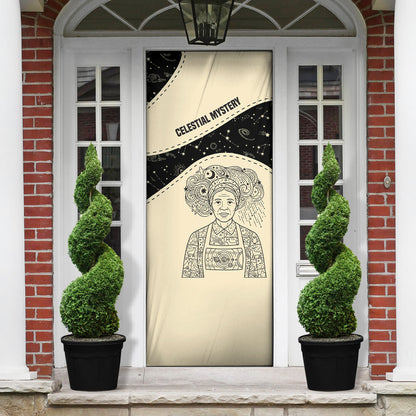 Harriet Powers Celestial Mystery Door Cover Vintage Line Art - African American Folk Quilt Pattern