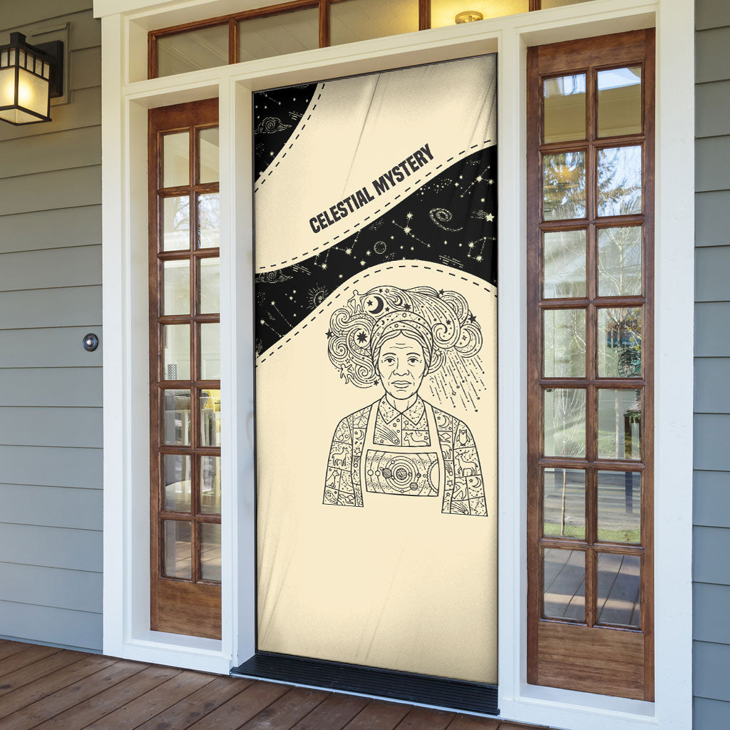 Harriet Powers Celestial Mystery Door Cover Vintage Line Art - African American Folk Quilt Pattern