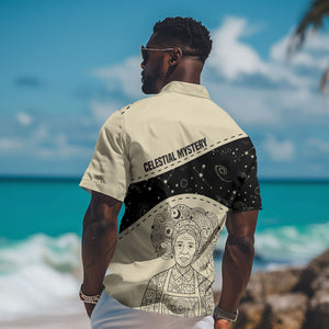 Harriet Powers Celestial Mystery Hawaiian Shirt Vintage Line Art - African American Folk Quilt Pattern