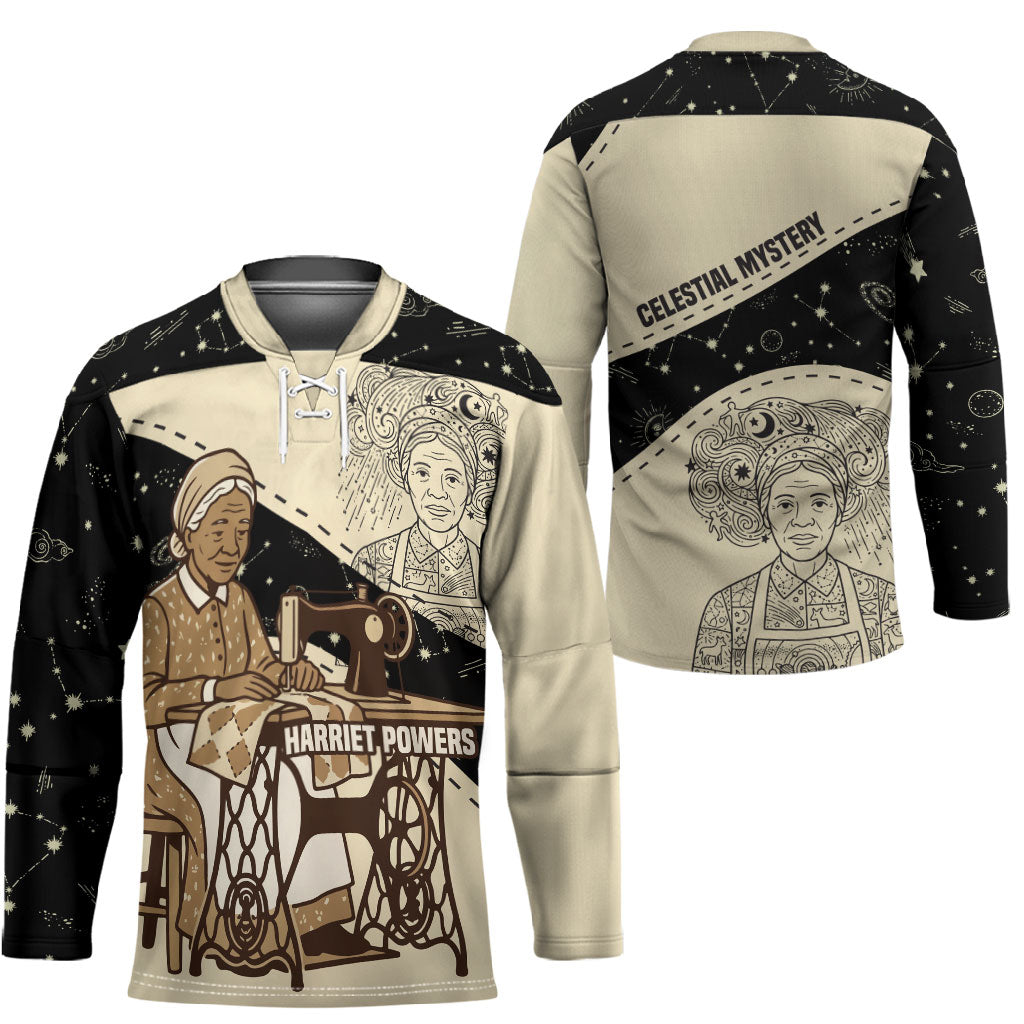 Harriet Powers Celestial Mystery Hockey Jersey Vintage Line Art - African American Folk Quilt Pattern
