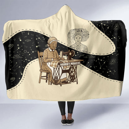 Harriet Powers Celestial Mystery Hooded Blanket Vintage Line Art - African American Folk Quilt Pattern