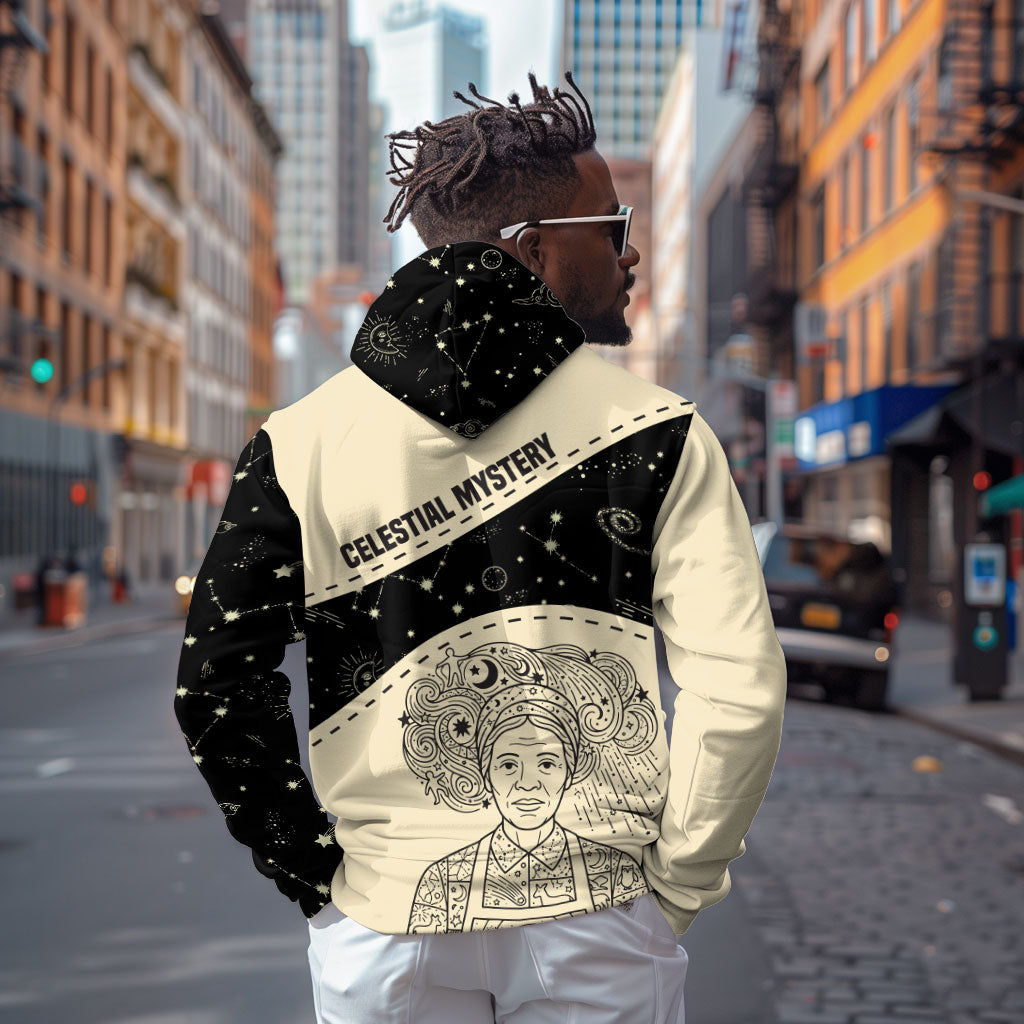 Harriet Powers Celestial Mystery Hoodie Vintage Line Art - African American Folk Quilt Pattern