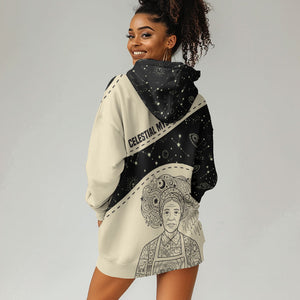 Harriet Powers Celestial Mystery Hoodie Dress Vintage Line Art - African American Folk Quilt Pattern