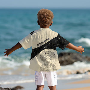 Harriet Powers Celestial Mystery Kid Hawaiian Shirt Vintage Line Art - African American Folk Quilt Pattern
