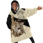 Harriet Powers Celestial Mystery Kid Wearable Blanket Hoodie Vintage Line Art - African American Folk Quilt Pattern