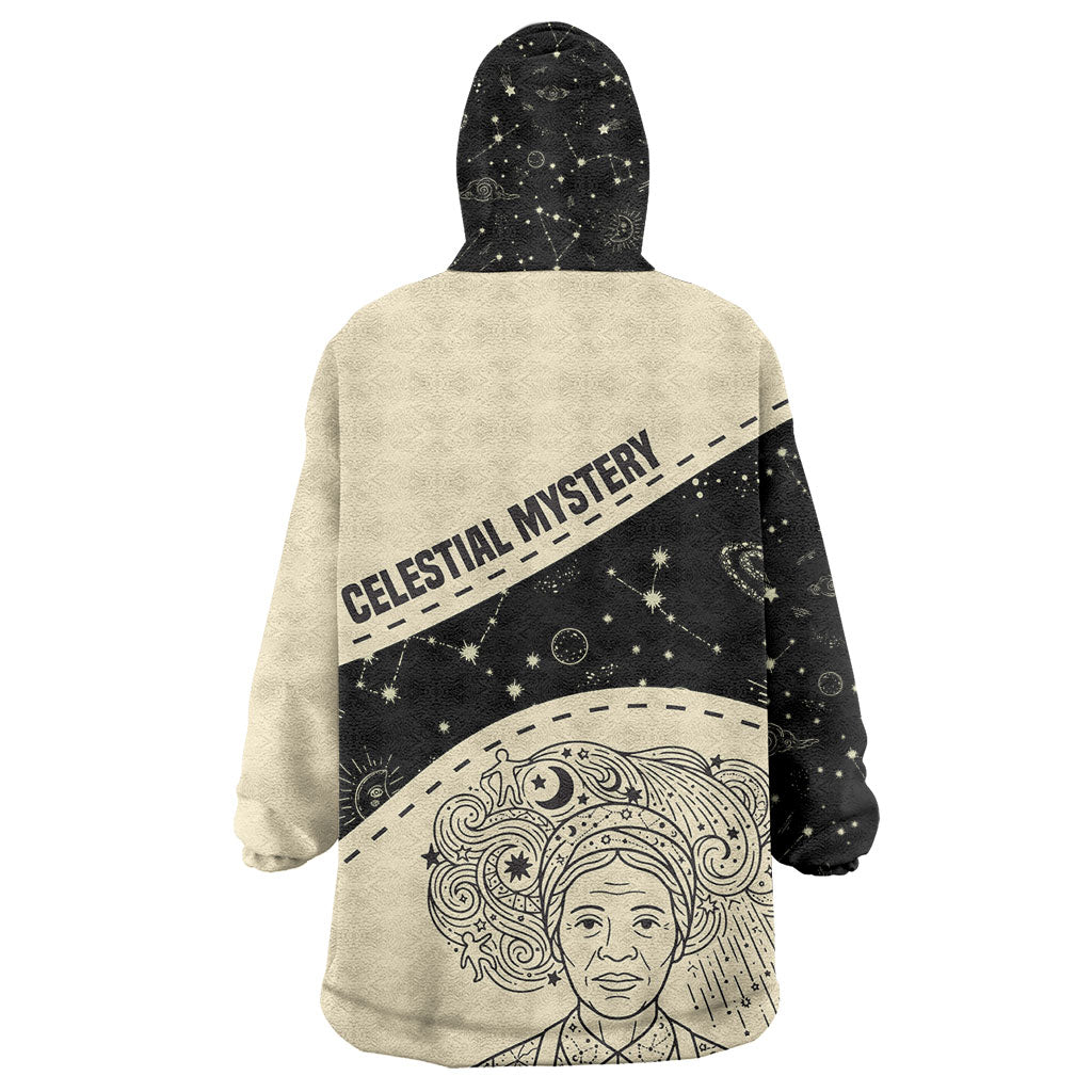 Harriet Powers Celestial Mystery Kid Wearable Blanket Hoodie Vintage Line Art - African American Folk Quilt Pattern