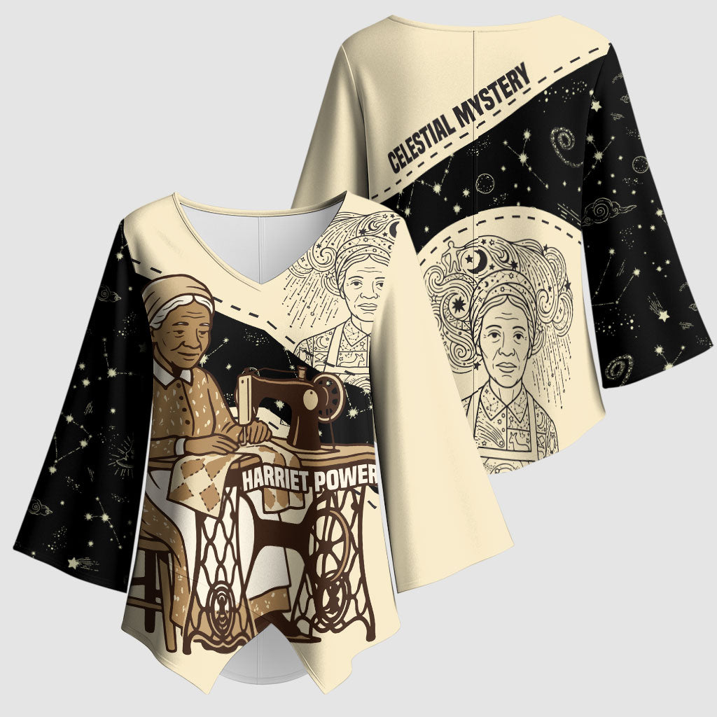 Harriet Powers Celestial Mystery Kimono Sleeve Blouse Vintage Line Art - African American Folk Quilt Pattern