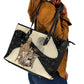 Harriet Powers Celestial Mystery Leather Tote Bag Vintage Line Art - African American Folk Quilt Pattern