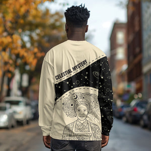 Harriet Powers Celestial Mystery Long Sleeve Shirt Vintage Line Art - African American Folk Quilt Pattern