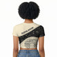 Harriet Powers Celestial Mystery Raglan Cropped T shirt Vintage Line Art - African American Folk Quilt Pattern