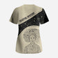 Harriet Powers Celestial Mystery Scrub Top Vintage Line Art - African American Folk Quilt Pattern
