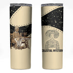 Harriet Powers Celestial Mystery Skinny Tumbler Vintage Line Art - African American Folk Quilt Pattern