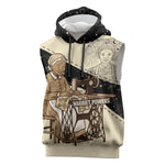 Harriet Powers Celestial Mystery Sleeveless Hoodie Vintage Line Art - African American Folk Quilt Pattern