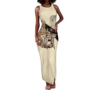 Harriet Powers Celestial Mystery Tank Maxi Dress Vintage Line Art - African American Folk Quilt Pattern