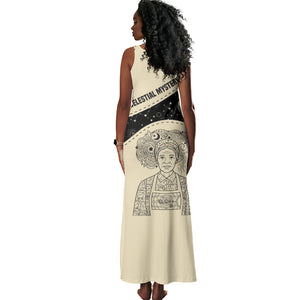 Harriet Powers Celestial Mystery Tank Maxi Dress Vintage Line Art - African American Folk Quilt Pattern