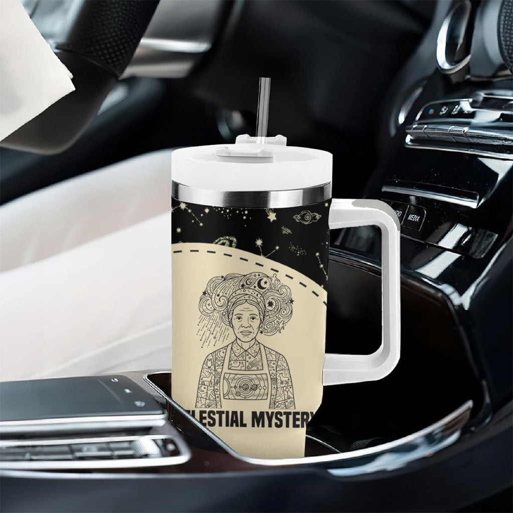 Harriet Powers Celestial Mystery Tumbler With Handle Vintage Line Art - African American Folk Quilt Pattern