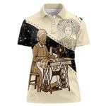 Harriet Powers Celestial Mystery Women Polo Shirt Vintage Line Art - African American Folk Quilt Pattern