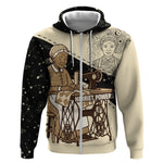 Harriet Powers Celestial Mystery Zip Hoodie Vintage Line Art - African American Folk Quilt Pattern