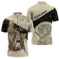Harriet Powers Celestial Mystery Zipper Polo Shirt Vintage Line Art - African American Folk Quilt Pattern