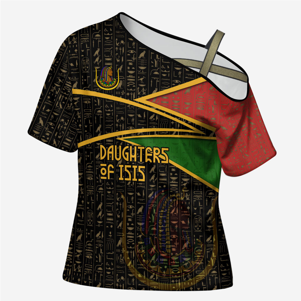 Daughters Of Isis Cross Shoulder Shirt Ancient Egyptian Queen Hieroglyphic Art