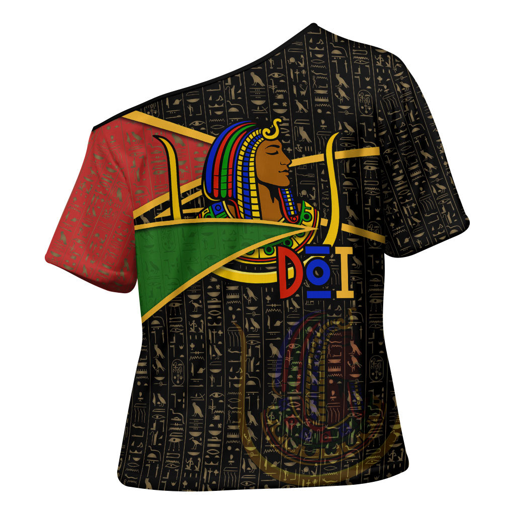 Daughters Of Isis Cross Shoulder Shirt Ancient Egyptian Queen Hieroglyphic Art