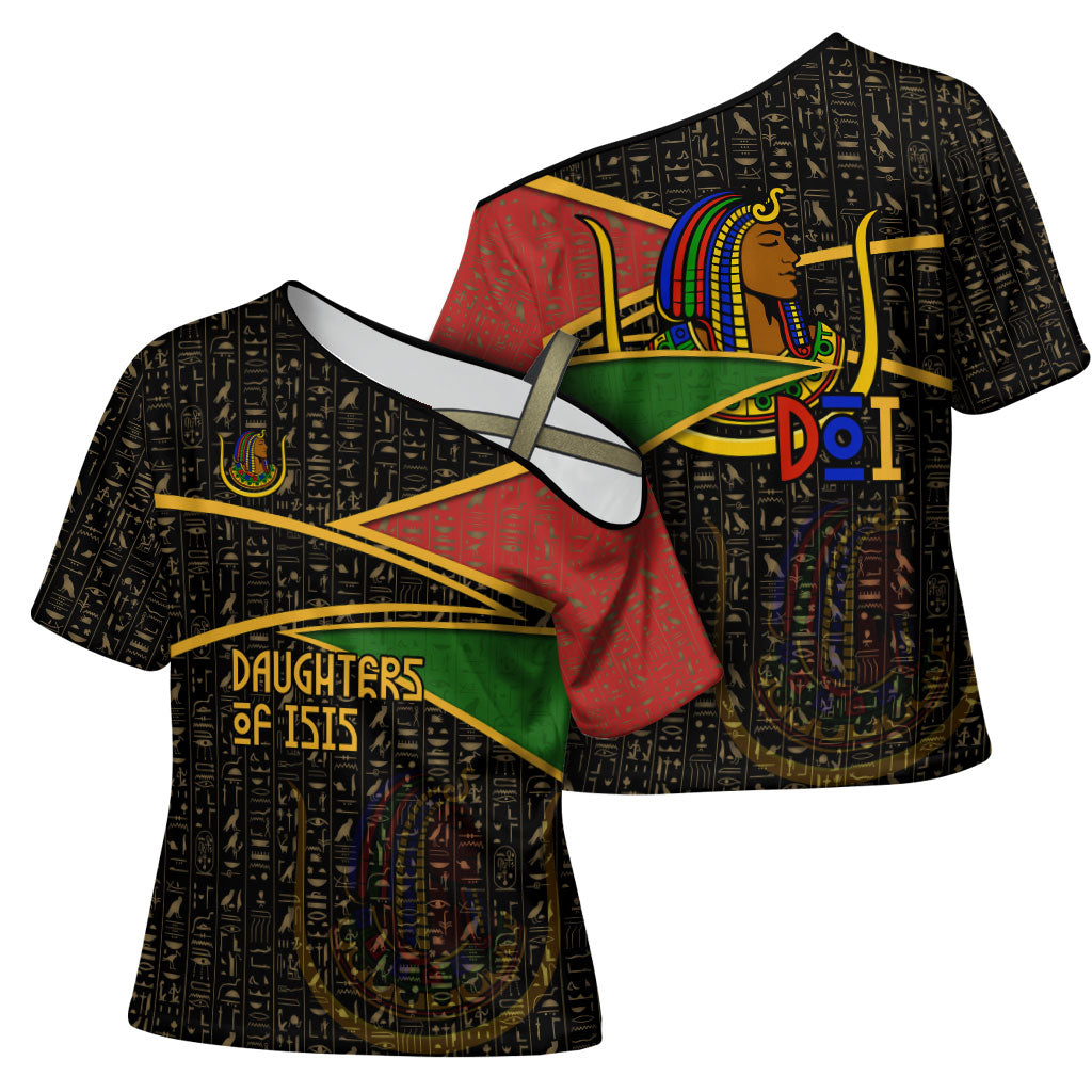Daughters Of Isis Cross Shoulder Shirt Ancient Egyptian Queen Hieroglyphic Art