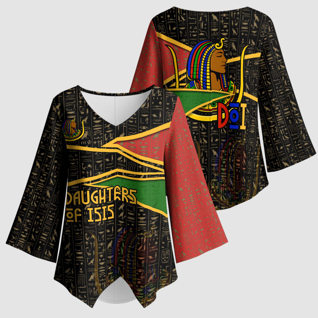 Daughters Of Isis Kimono Sleeve Blouse Ancient Egyptian Queen Hieroglyphic Art