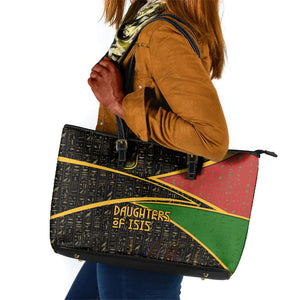 Daughters Of Isis Leather Tote Bag Ancient Egyptian Queen Hieroglyphic Art