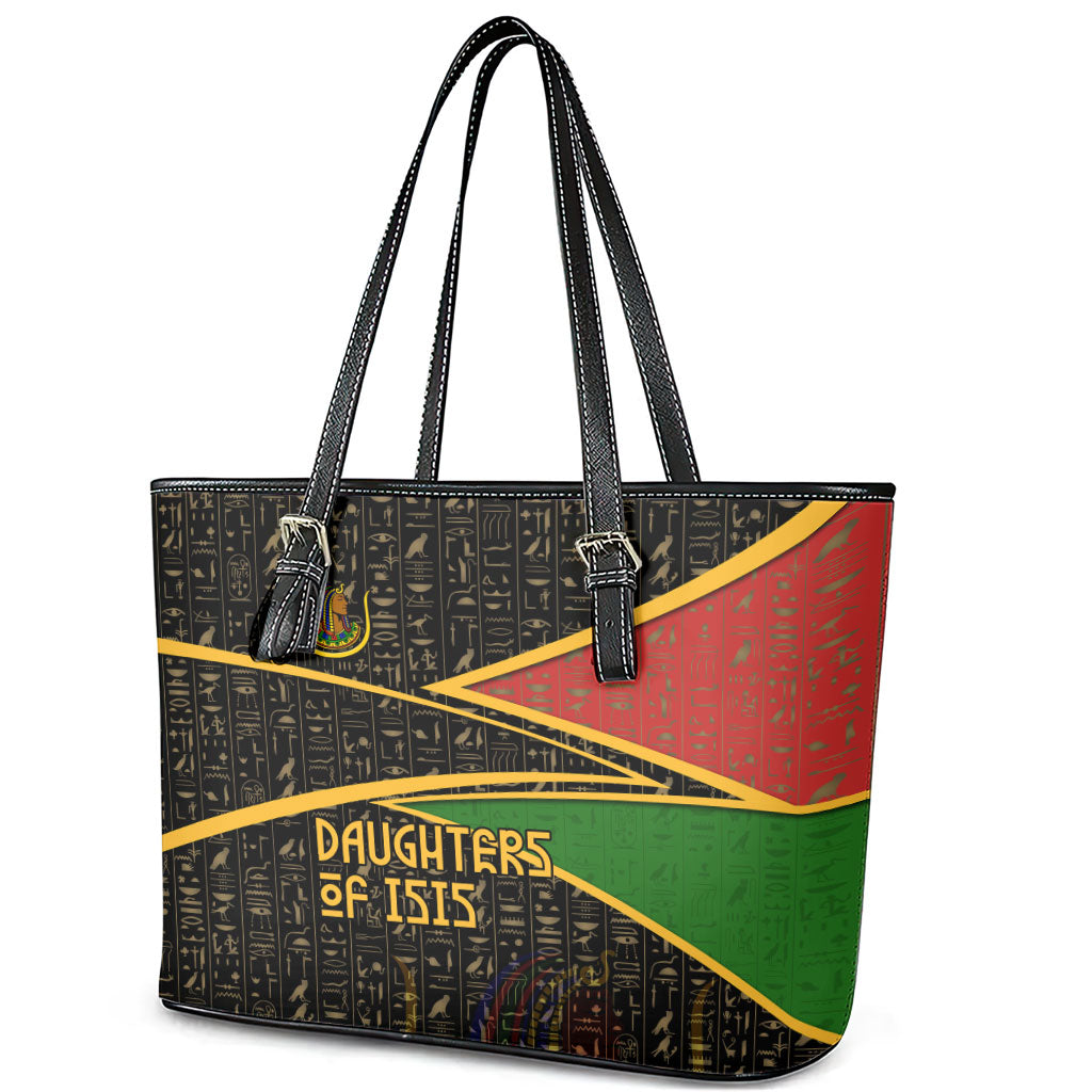 Daughters Of Isis Leather Tote Bag Ancient Egyptian Queen Hieroglyphic Art