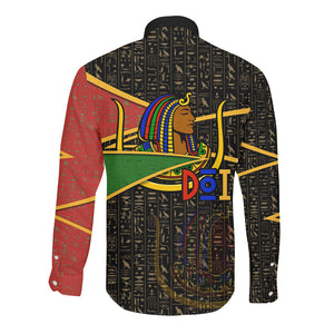 Daughters Of Isis Long Sleeve Button Shirt Ancient Egyptian Queen Hieroglyphic Art