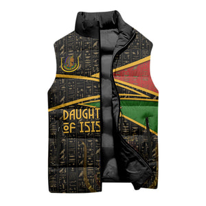 Daughters Of Isis Sleeveless Puffer Jacket Ancient Egyptian Queen Hieroglyphic Art