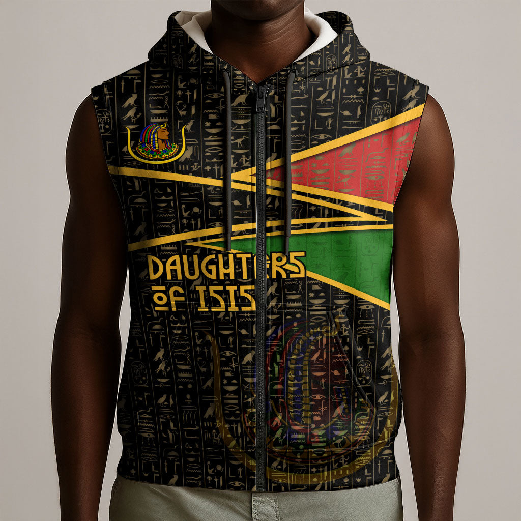 Daughters Of Isis Sleeveless Zip Hoodie Ancient Egyptian Queen Hieroglyphic Art
