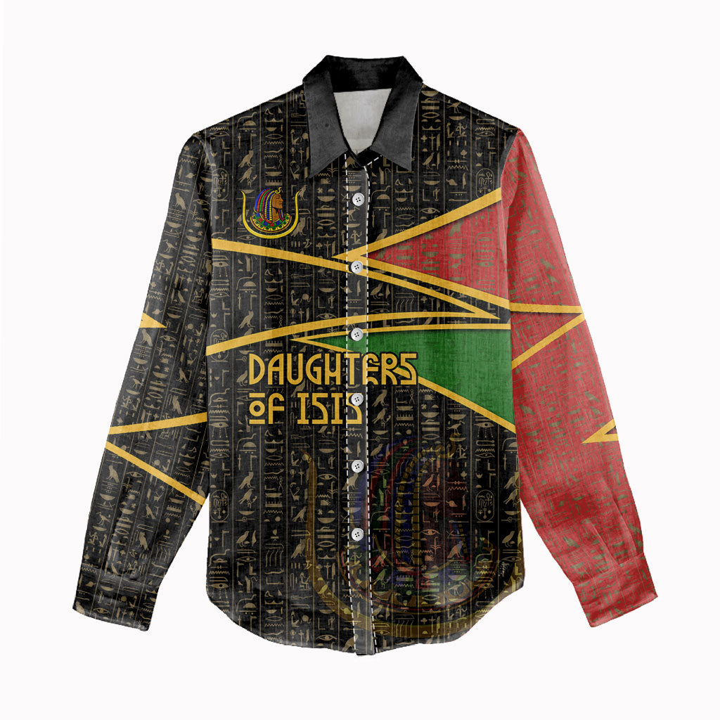 Daughters Of Isis Women Casual Shirt Ancient Egyptian Queen Hieroglyphic Art