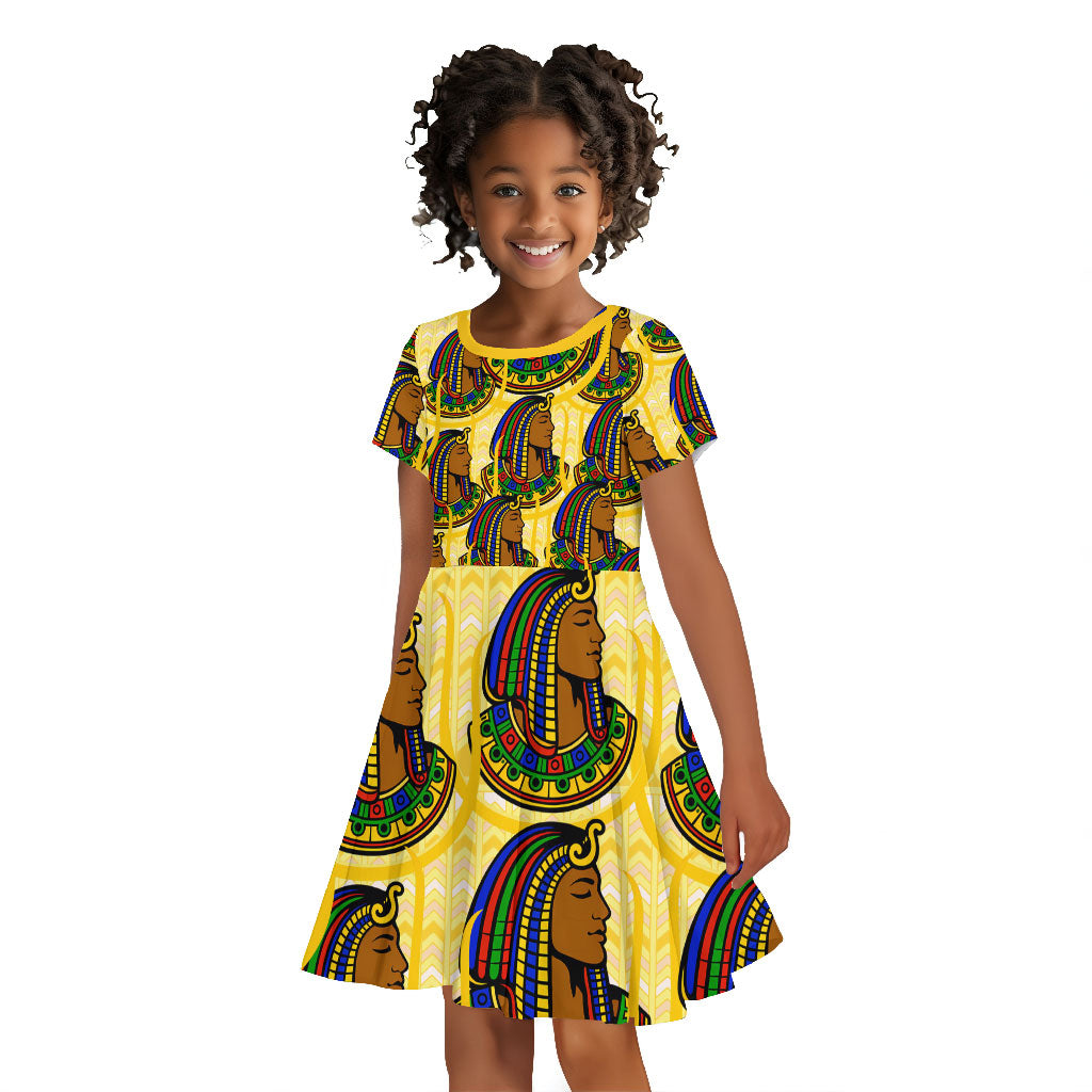 Personalized Daughters Of Isis Kid Short Sleeve Dress Ancient Egyptian Goddess Pharaoh