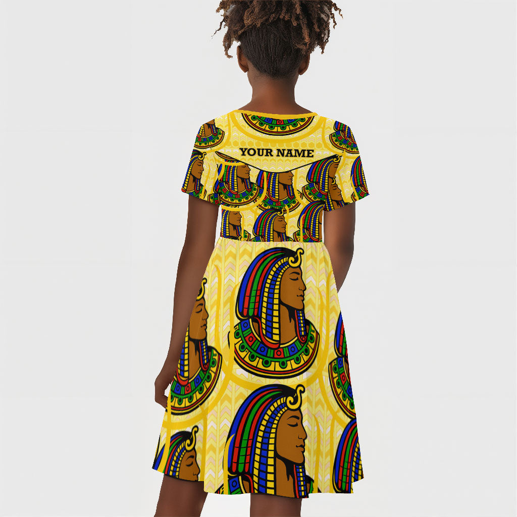 Personalized Daughters Of Isis Kid Short Sleeve Dress Ancient Egyptian Goddess Pharaoh