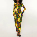 Personalized Daughters Of Isis Long Sleeve Bodycon Dress Ancient Egyptian Goddess Pharaoh
