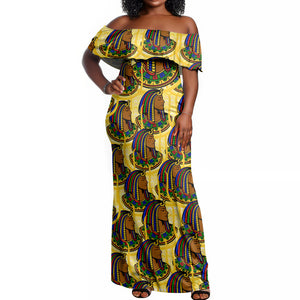 Personalized Daughters Of Isis Off Shoulder Maxi Dress Ancient Egyptian Goddess Pharaoh