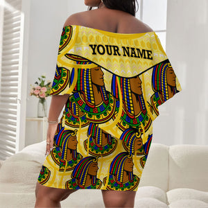Personalized Daughters Of Isis Off Shoulder Short Dress Ancient Egyptian Goddess Pharaoh