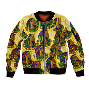 Personalized Daughters Of Isis Sleeve Zip Bomber Jacket Ancient Egyptian Goddess Pharaoh