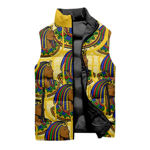 Personalized Daughters Of Isis Sleeveless Puffer Jacket Ancient Egyptian Goddess Pharaoh