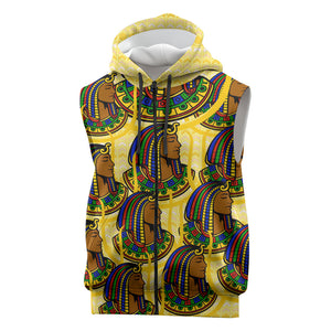 Personalized Daughters Of Isis Sleeveless Zip Hoodie Ancient Egyptian Goddess Pharaoh