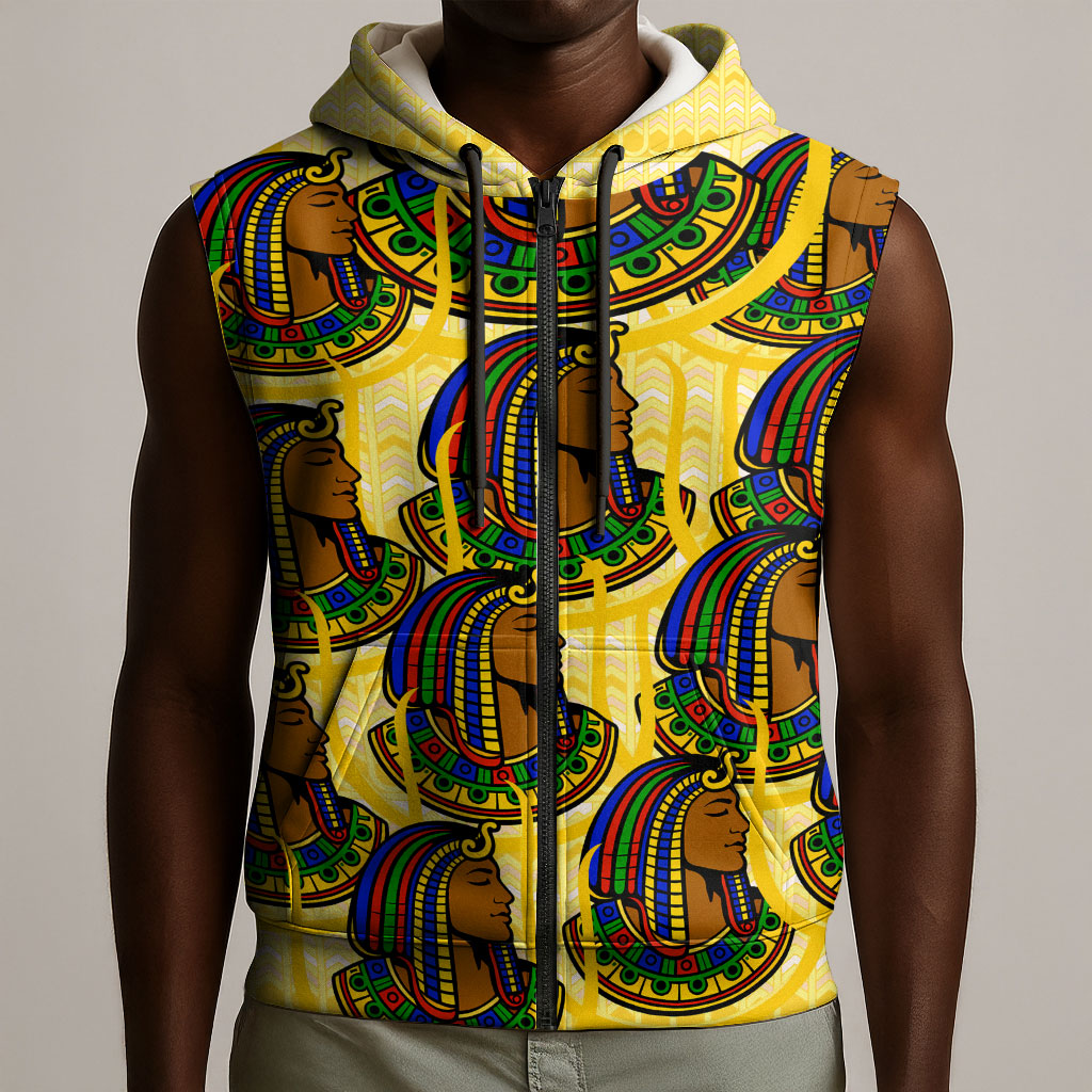 Personalized Daughters Of Isis Sleeveless Zip Hoodie Ancient Egyptian Goddess Pharaoh