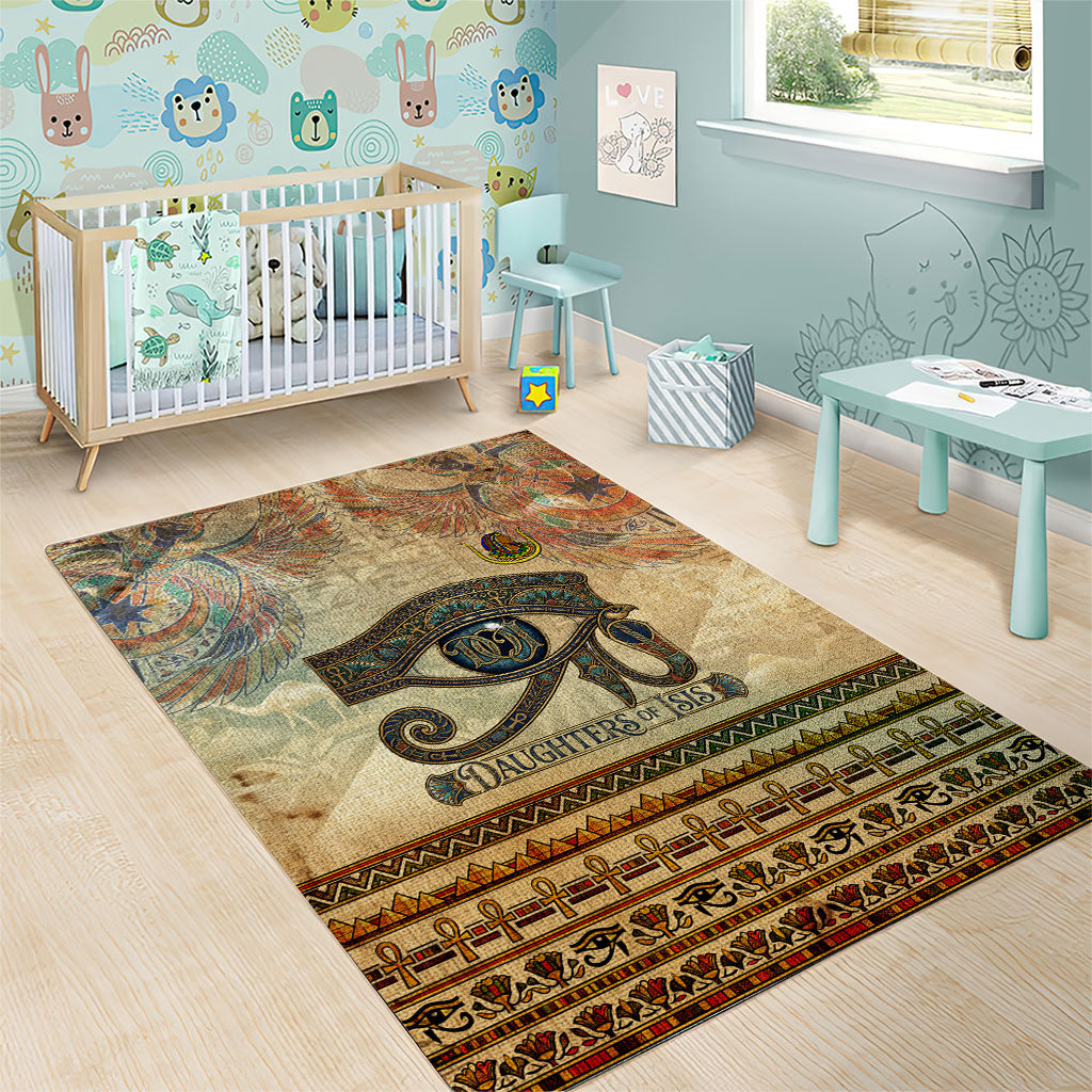 Daughters Of Isis Area Rug Eye Of Horus Ancient Egyptian Goddess - Vintage Parchment Art