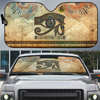 Daughters Of Isis Auto Sun Shade Eye Of Horus Ancient Egyptian Goddess - Vintage Parchment Art