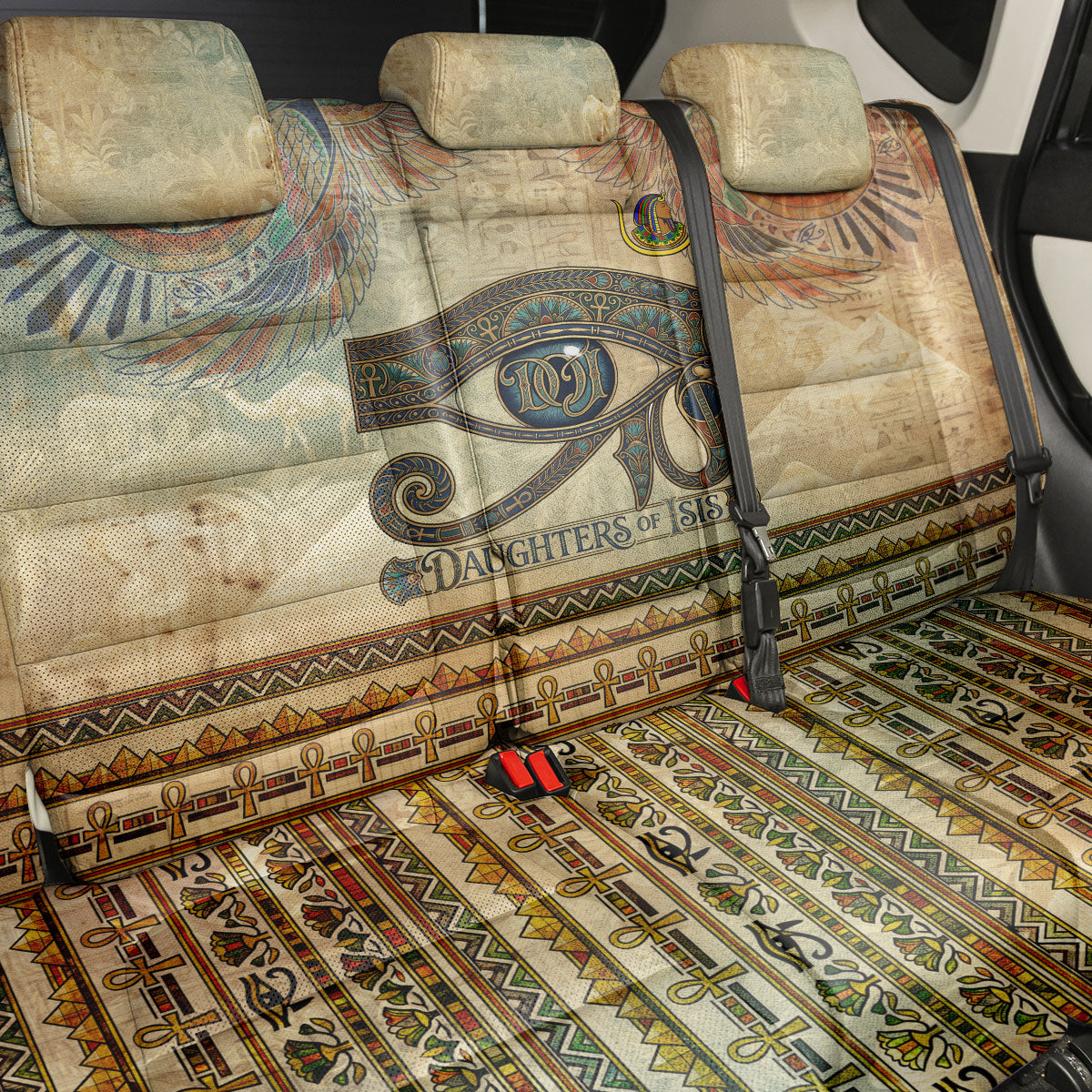 Daughters Of Isis Back Car Seat Cover Eye Of Horus Ancient Egyptian Goddess - Vintage Parchment Art